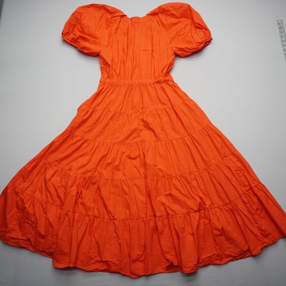 Ulla Johnson Olina Tiered Puff Sleeve Midi Poplin Dress Size 6 - Picture 5 of 12